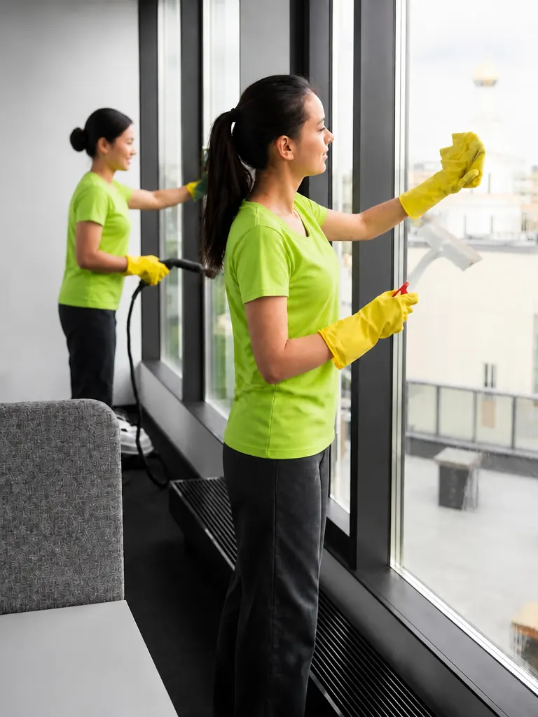 cleaning team at work